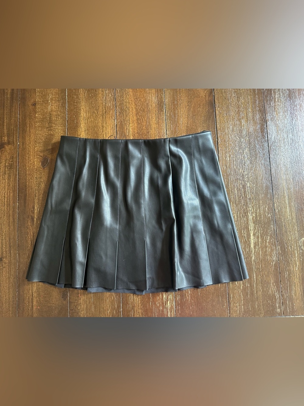 Zara pleated faux leather skirt